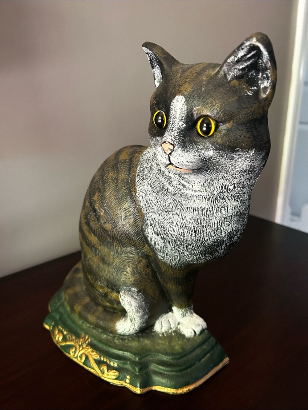 Vintage Door Stop Tabby Cat Heavy Iron - Picture 3 of 10